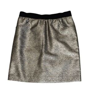 NWT Cynthia Rowley Black & Metallic Gold Foil Baroque Mini Skirt - 6